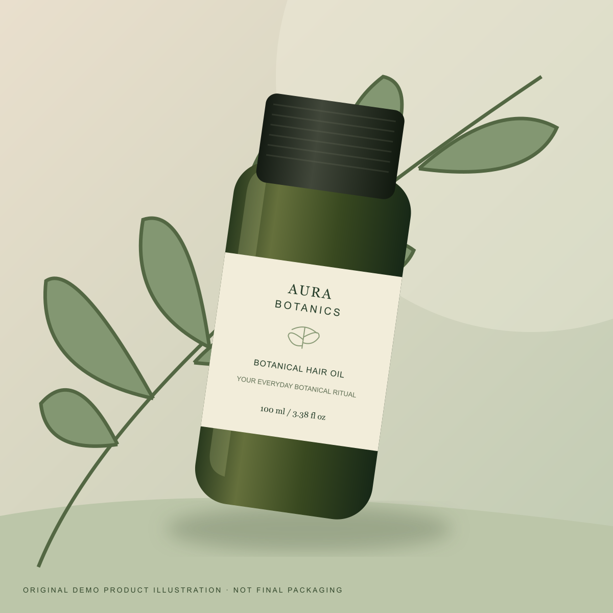 Original botanical care product illustration